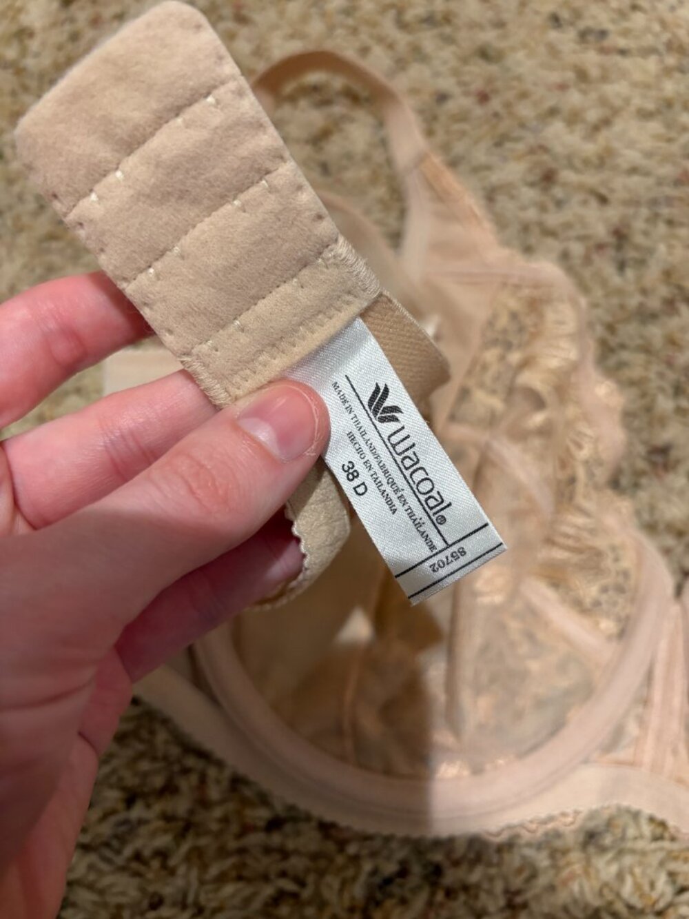 Wacoal 38D Tulip Embroidery Lace Bra Nude Tan 85702 - Picture 10 of 11
